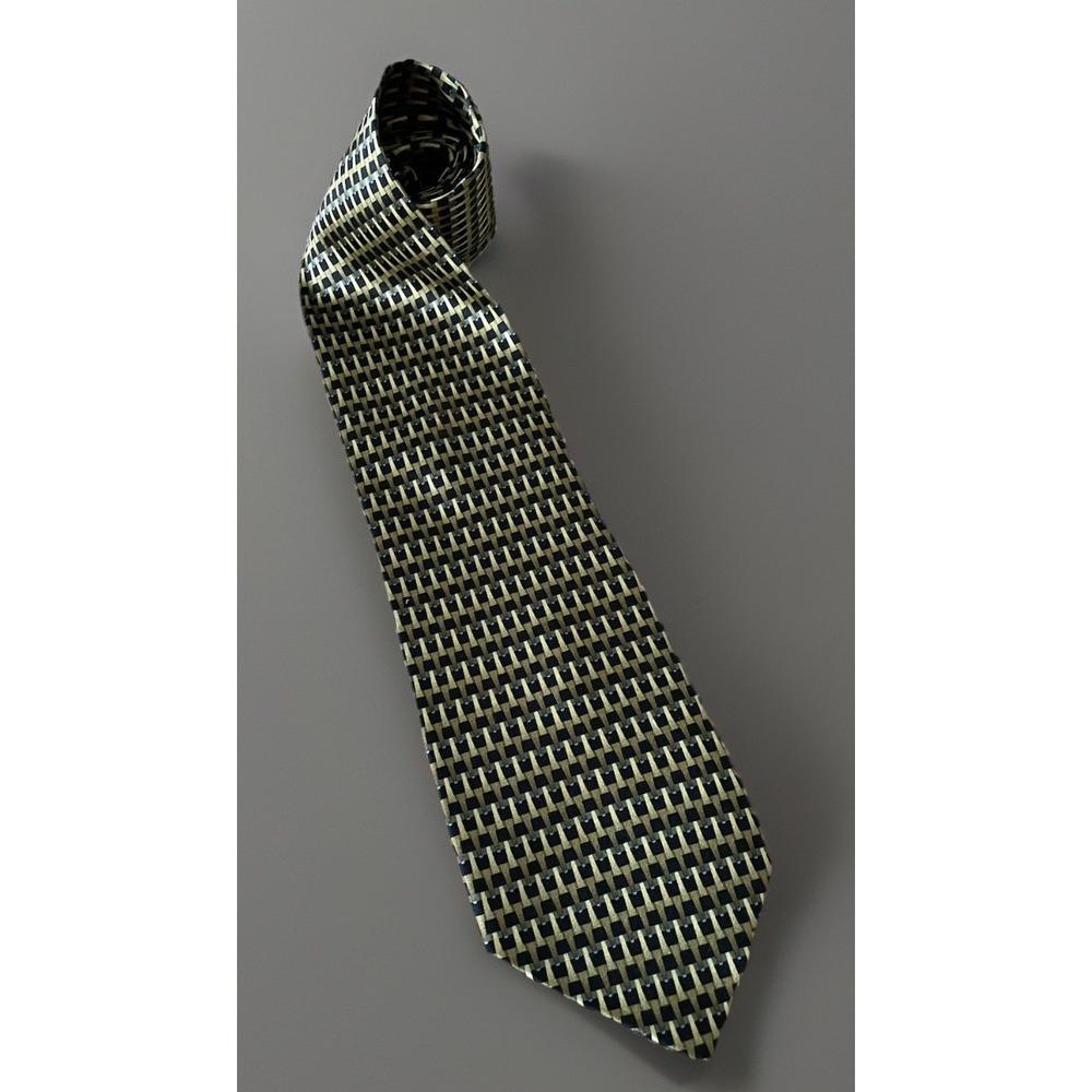 Ziggurat By Mulberry Neckwear Tie Gold Weave All Over Pattern 100% Silk JBHS
